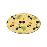Seamless Pattern Of Sunglasses Tropical Leaves And Flowers Sticker Oval (100 pack)
