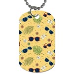 Seamless Pattern Of Sunglasses Tropical Leaves And Flowers Dog Tag (Two Sides)