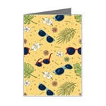 Seamless Pattern Of Sunglasses Tropical Leaves And Flowers Mini Greeting Card