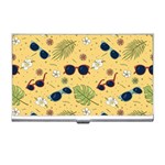 Seamless Pattern Of Sunglasses Tropical Leaves And Flowers Business Card Holder