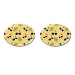 Seamless Pattern Of Sunglasses Tropical Leaves And Flowers Cufflinks (Oval)