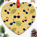 Seamless Pattern Of Sunglasses Tropical Leaves And Flowers Heart Ornament (Two Sides)