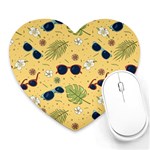 Seamless Pattern Of Sunglasses Tropical Leaves And Flowers Heart Mousepad