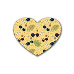 Seamless Pattern Of Sunglasses Tropical Leaves And Flowers Rubber Coaster (Heart)