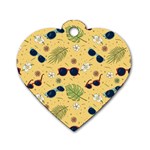 Seamless Pattern Of Sunglasses Tropical Leaves And Flowers Dog Tag Heart (One Side)