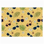 Seamless Pattern Of Sunglasses Tropical Leaves And Flowers Large Glasses Cloth