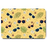 Seamless Pattern Of Sunglasses Tropical Leaves And Flowers Large Doormat