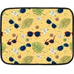 Seamless Pattern Of Sunglasses Tropical Leaves And Flowers Two Sides Fleece Blanket (Mini)