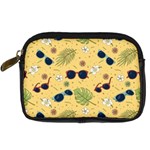 Seamless Pattern Of Sunglasses Tropical Leaves And Flowers Digital Camera Leather Case