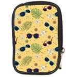 Seamless Pattern Of Sunglasses Tropical Leaves And Flowers Compact Camera Leather Case