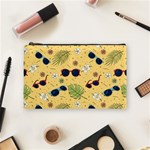 Seamless Pattern Of Sunglasses Tropical Leaves And Flowers Cosmetic Bag (Medium)