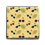 Seamless Pattern Of Sunglasses Tropical Leaves And Flowers Memory Card Reader (Square 5 Slot)