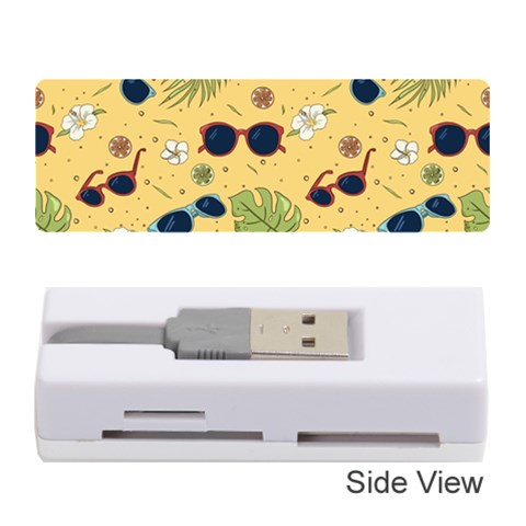 Seamless Pattern Of Sunglasses Tropical Leaves And Flowers Memory Card Reader (Stick) from ArtsNow.com Front