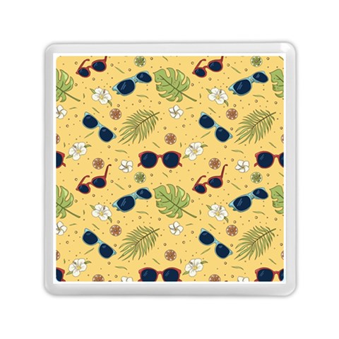 Seamless Pattern Of Sunglasses Tropical Leaves And Flowers Memory Card Reader (Square) from ArtsNow.com Front