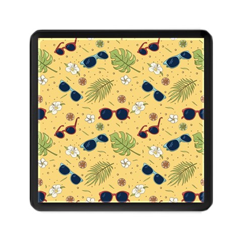 Seamless Pattern Of Sunglasses Tropical Leaves And Flowers Memory Card Reader (Square) from ArtsNow.com Front