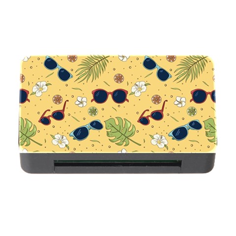 Seamless Pattern Of Sunglasses Tropical Leaves And Flowers Memory Card Reader with CF from ArtsNow.com Front