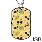 Seamless Pattern Of Sunglasses Tropical Leaves And Flowers Dog Tag USB Flash (One Side)
