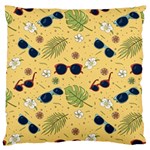 Seamless Pattern Of Sunglasses Tropical Leaves And Flowers Large Cushion Case (One Side)