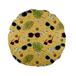 Seamless Pattern Of Sunglasses Tropical Leaves And Flowers Standard 15  Premium Round Cushions