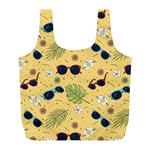 Seamless Pattern Of Sunglasses Tropical Leaves And Flowers Full Print Recycle Bag (L)