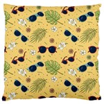 Seamless Pattern Of Sunglasses Tropical Leaves And Flowers Large Premium Plush Fleece Cushion Case (One Side)