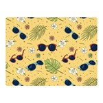Seamless Pattern Of Sunglasses Tropical Leaves And Flowers Two Sides Premium Plush Fleece Blanket (Mini)