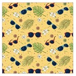 Seamless Pattern Of Sunglasses Tropical Leaves And Flowers Square Satin Scarf (36  x 36 )