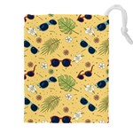 Seamless Pattern Of Sunglasses Tropical Leaves And Flowers Drawstring Pouch (5XL)