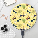 Seamless Pattern Of Sunglasses Tropical Leaves And Flowers Wireless Fast Charger(White)