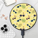 Seamless Pattern Of Sunglasses Tropical Leaves And Flowers Wireless Fast Charger(Black)