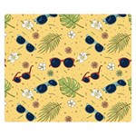 Seamless Pattern Of Sunglasses Tropical Leaves And Flowers Premium Plush Fleece Blanket (Small)