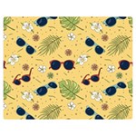 Seamless Pattern Of Sunglasses Tropical Leaves And Flowers Premium Plush Fleece Blanket (Medium)