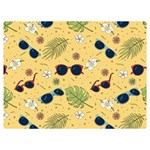 Seamless Pattern Of Sunglasses Tropical Leaves And Flowers Two Sides Premium Plush Fleece Blanket (Extra Small)