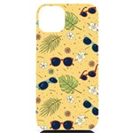 Seamless Pattern Of Sunglasses Tropical Leaves And Flowers iPhone 14 Plus Black UV Print Case