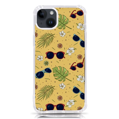 Seamless Pattern Of Sunglasses Tropical Leaves And Flowers iPhone 14 Plus TPU UV Print Case from ArtsNow.com Front