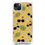 Seamless Pattern Of Sunglasses Tropical Leaves And Flowers iPhone 14 Plus TPU UV Print Case