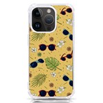 Seamless Pattern Of Sunglasses Tropical Leaves And Flowers iPhone 14 Pro TPU UV Print Case