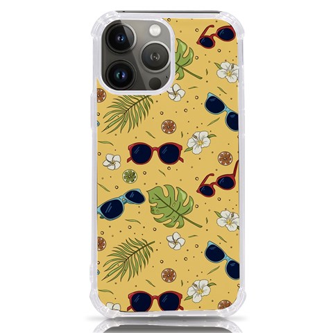 Seamless Pattern Of Sunglasses Tropical Leaves And Flowers iPhone 13 Pro Max TPU UV Print Case from ArtsNow.com Front
