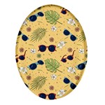 Seamless Pattern Of Sunglasses Tropical Leaves And Flowers Oval Glass Fridge Magnet (4 pack)