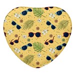 Seamless Pattern Of Sunglasses Tropical Leaves And Flowers Heart Glass Fridge Magnet (4 pack)