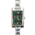 Pattern Forest Leaf Flower Motif Rectangle Italian Charm Watch