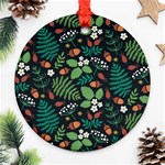 Pattern Forest Leaf Flower Motif Ornament (Round)