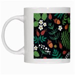 Pattern Forest Leaf Flower Motif White Mug