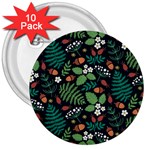 Pattern Forest Leaf Flower Motif 3  Buttons (10 pack) 