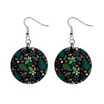 Pattern Forest Leaf Flower Motif Mini Button Earrings