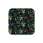 Pattern Forest Leaf Flower Motif Rubber Coaster (Square)