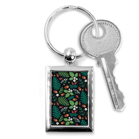 Pattern Forest Leaf Flower Motif Key Chain (Rectangle) from ArtsNow.com Front