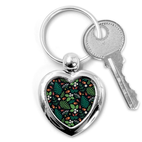 Pattern Forest Leaf Flower Motif Key Chain (Heart) from ArtsNow.com Front