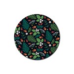 Pattern Forest Leaf Flower Motif Rubber Round Coaster (4 pack)