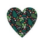 Pattern Forest Leaf Flower Motif Heart Magnet